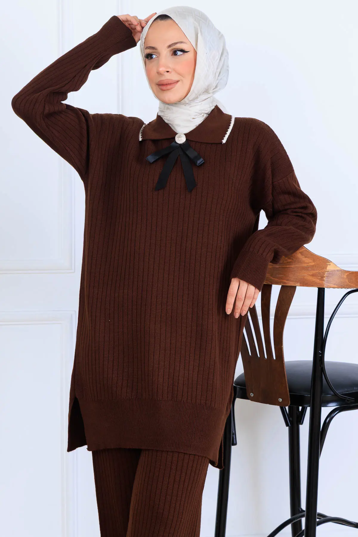 Ribbon Detail Knitwear Set-detail