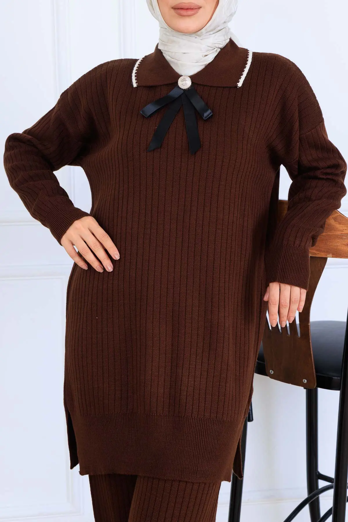 Ribbon Detail Knitwear Set-detail