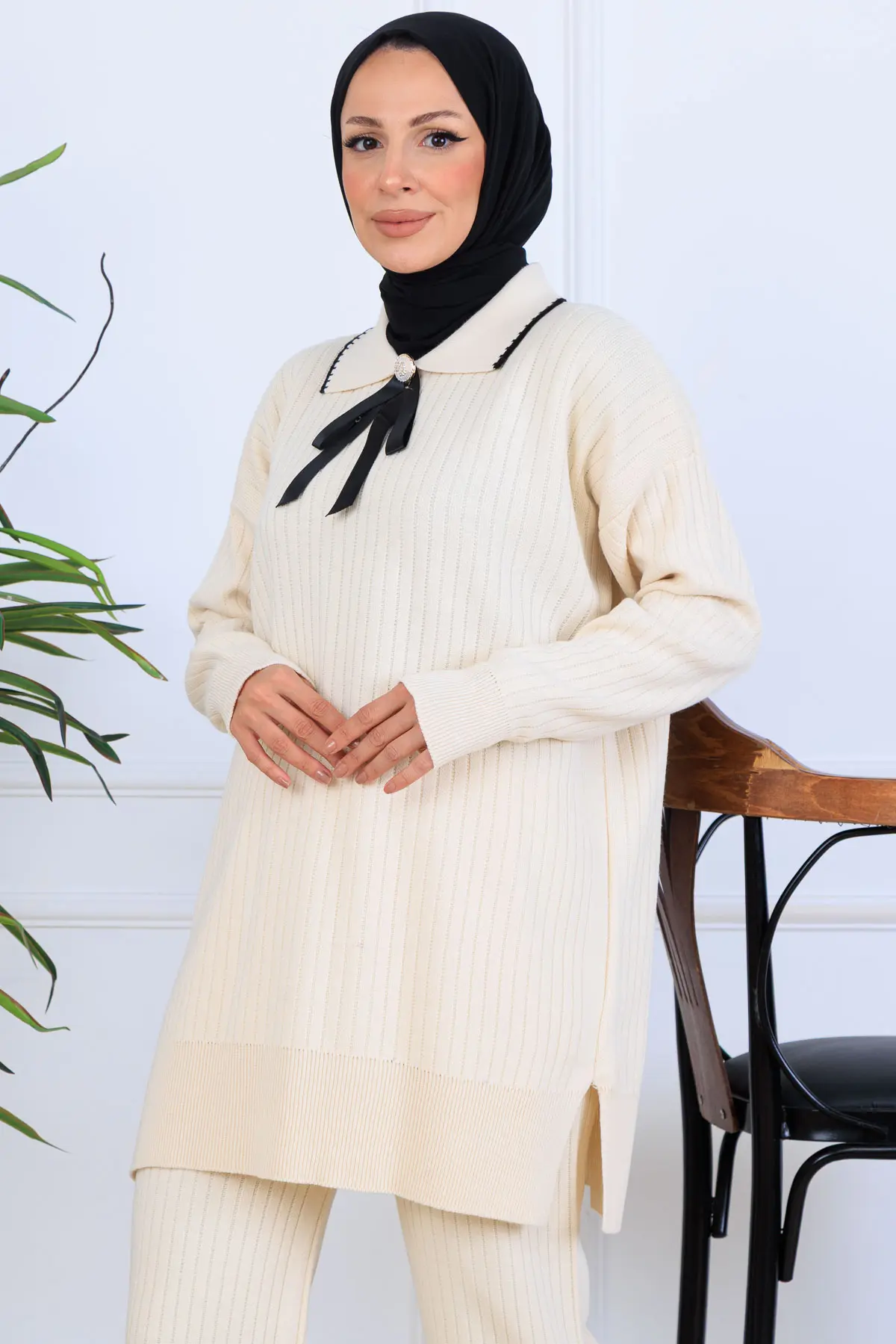 Ribbon Detail Knitwear Set-detail