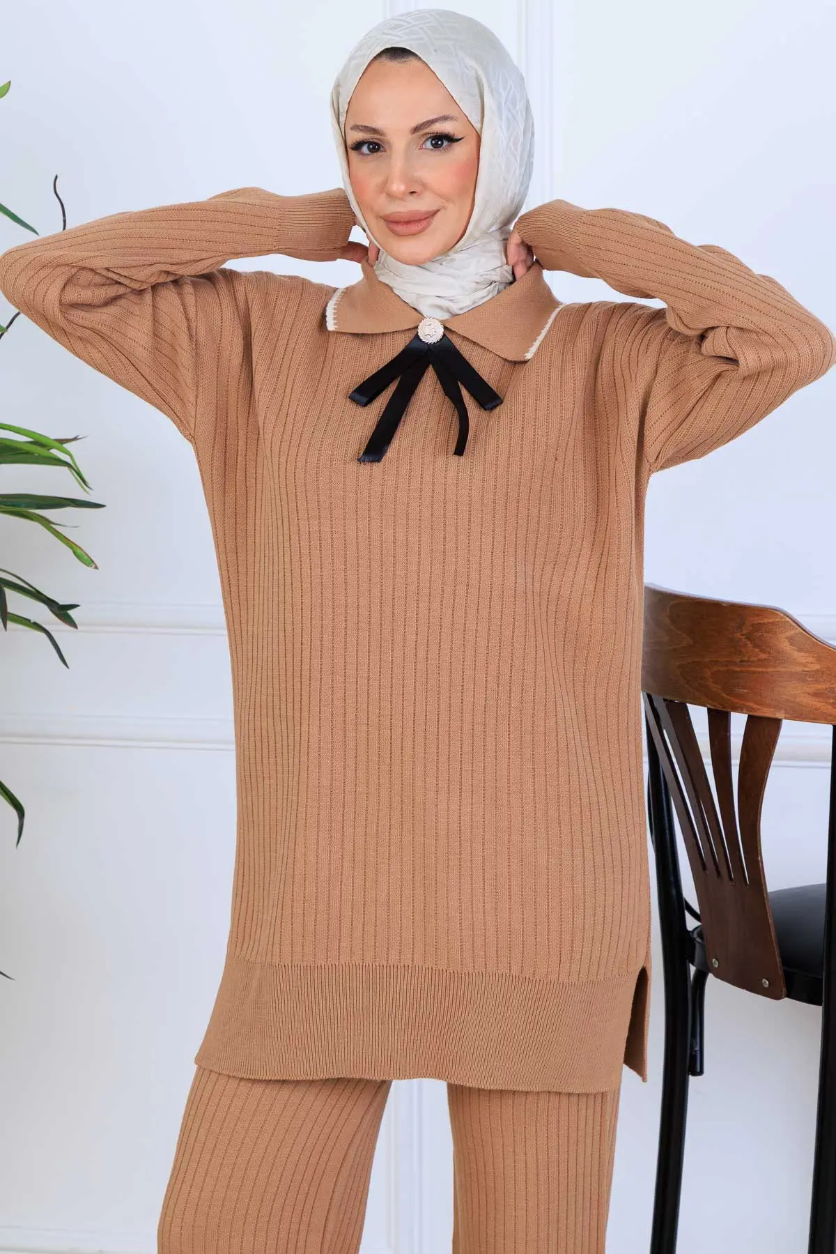 Ribbon Detail Knitwear Set-detail