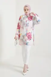 Rose Color Patterned Hijab Shirt