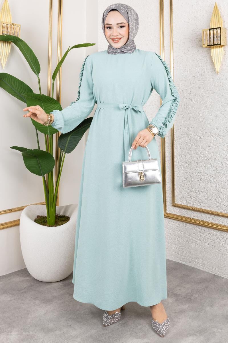 Ruffle Detailed Sleeve Dress