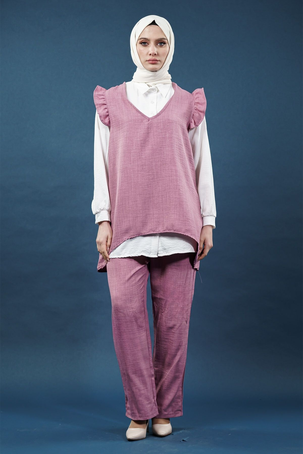 Ruffled Triple Linen Set