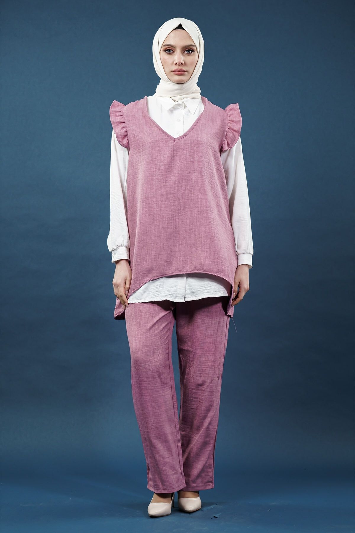 Ruffled Triple Linen Set