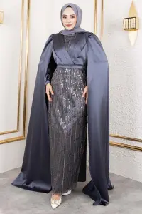 Satin Evening Dress With Drape Detail On The Front