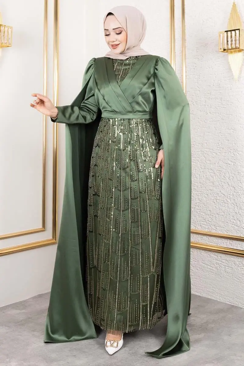 Satin Evening Dress With Drape Detail On The Front-detail