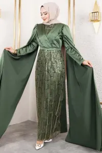 Satin Evening Dress With Drape Detail On The Front