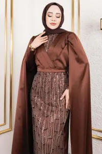 Satin Evening Dress With Drape Detail On The Front