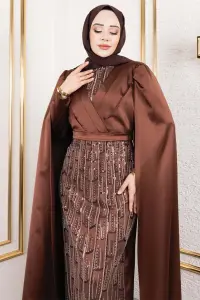 Satin Evening Dress With Drape Detail On The Front