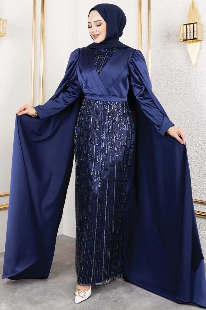 Satin Evening Dress With Drape Detail On The Front-detail