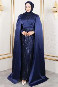 Satin Evening Dress With Drape Detail On The Front