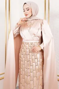 Satin Evening Dress With Drape Detail On The Front