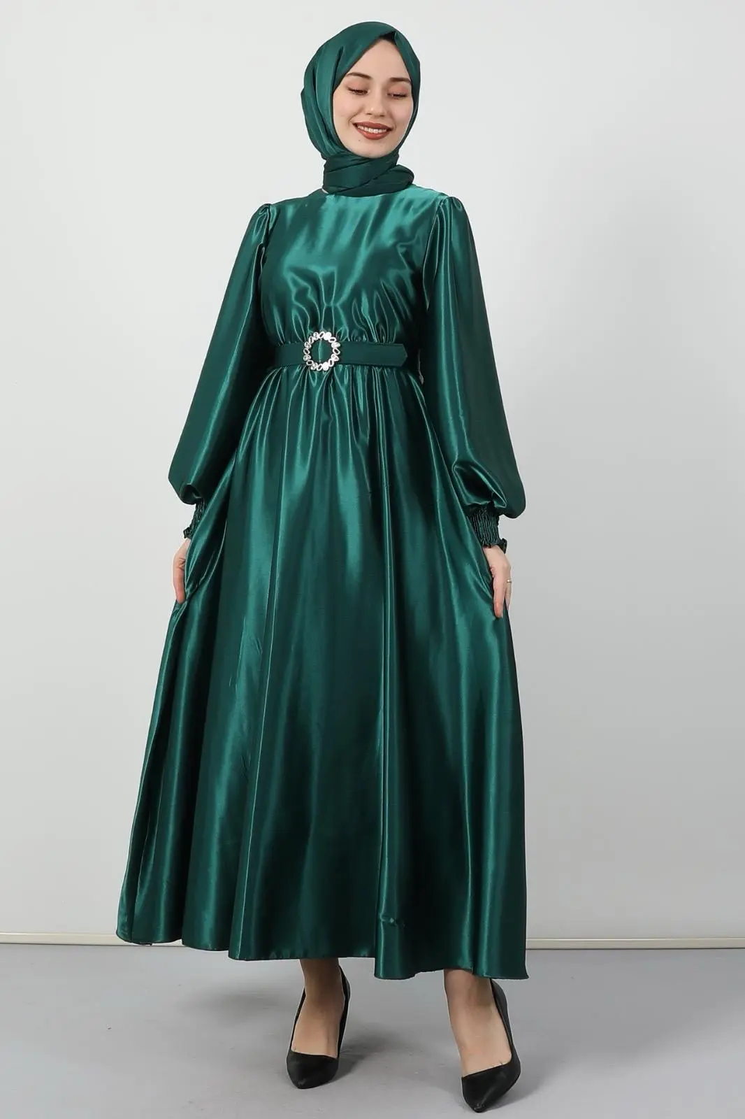 Satin Green Color Dress