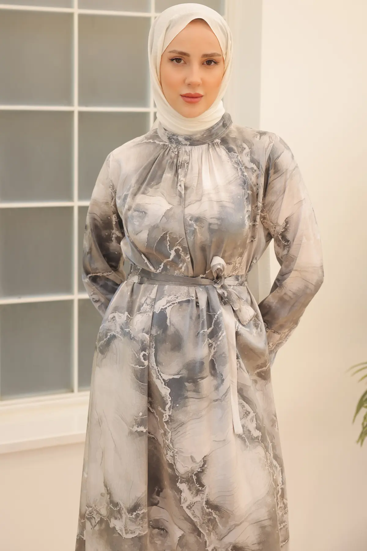 Satin Hijab Dress-detail