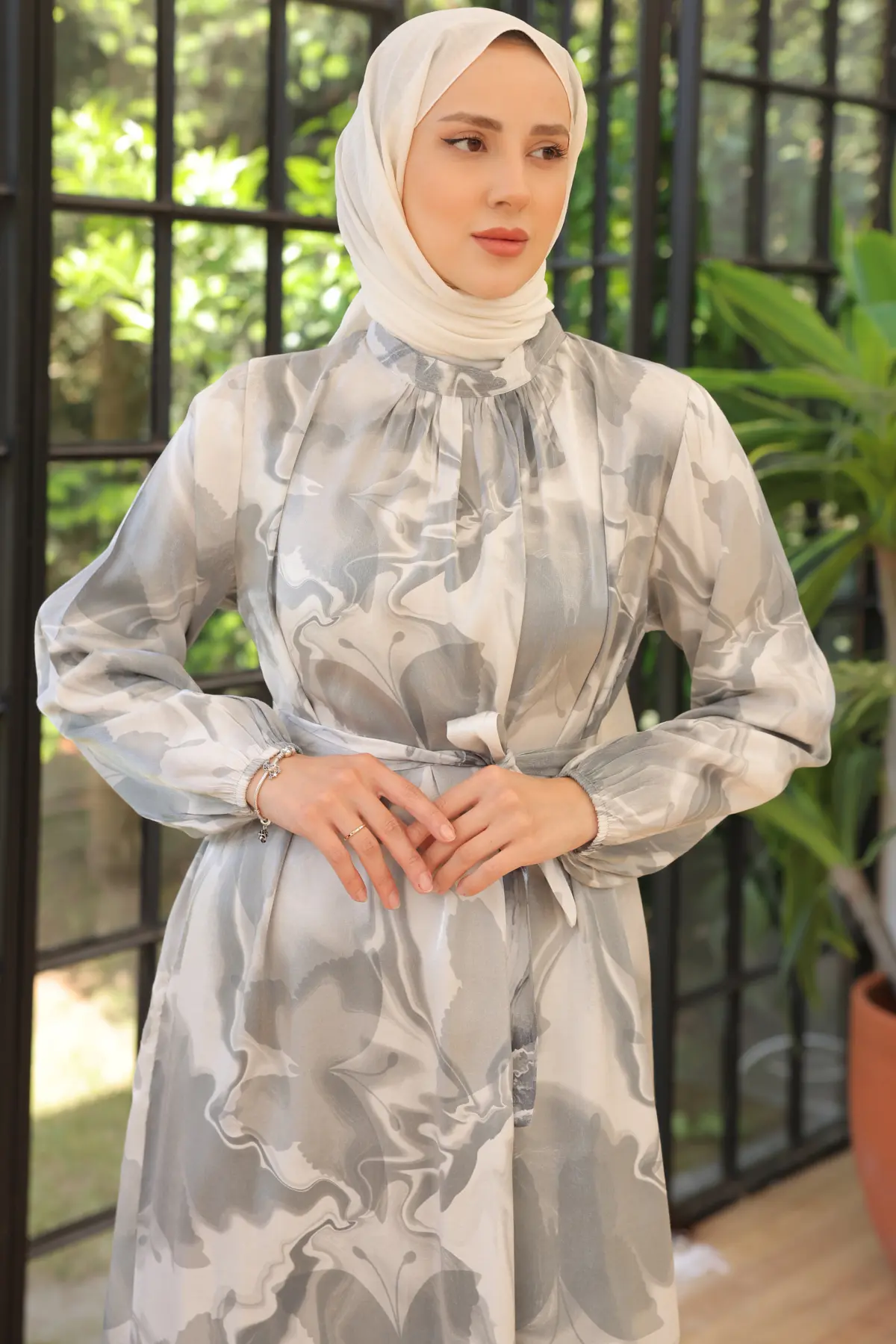 Satin Hijab Dress-detail