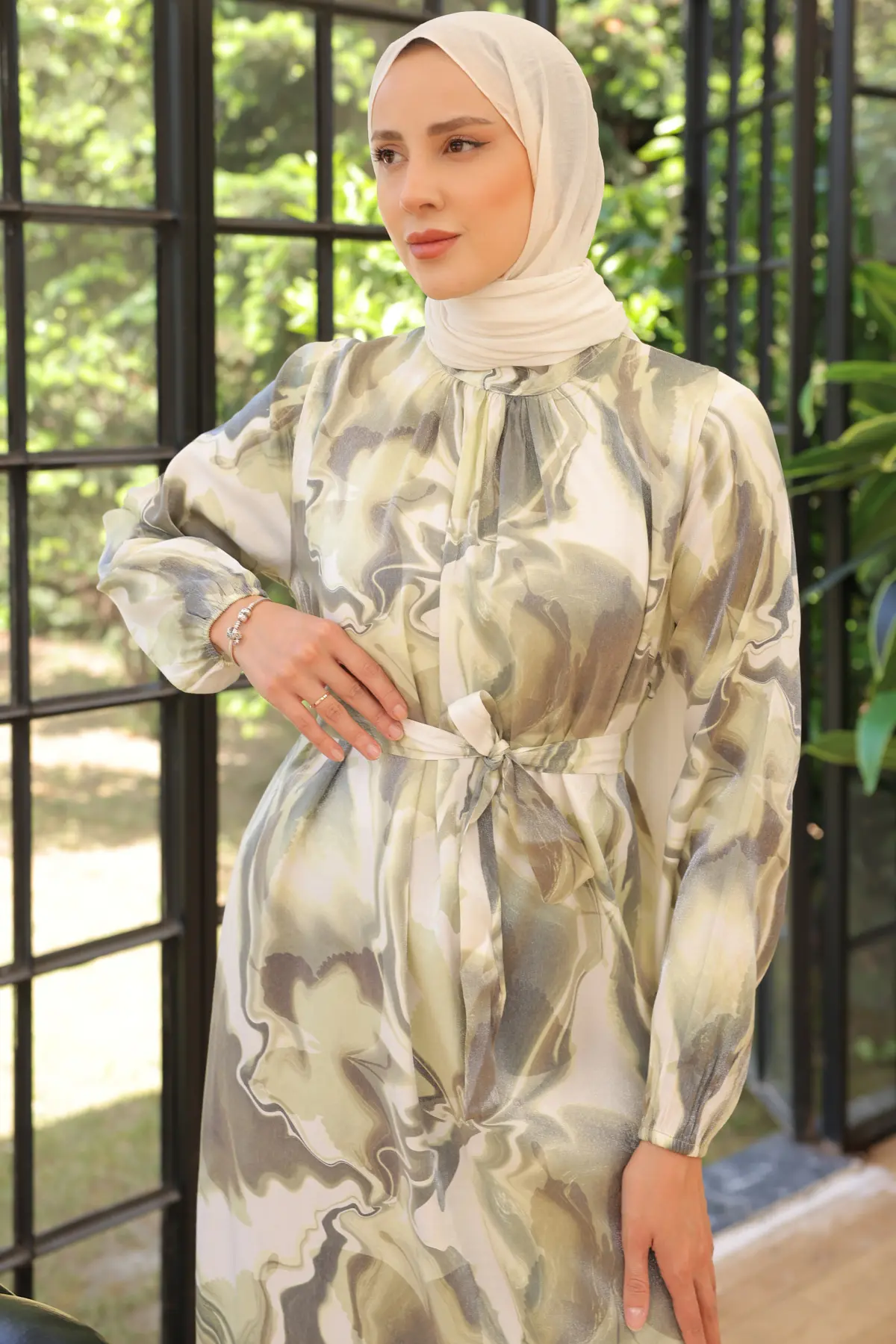 Satin Hijab Dress-detail