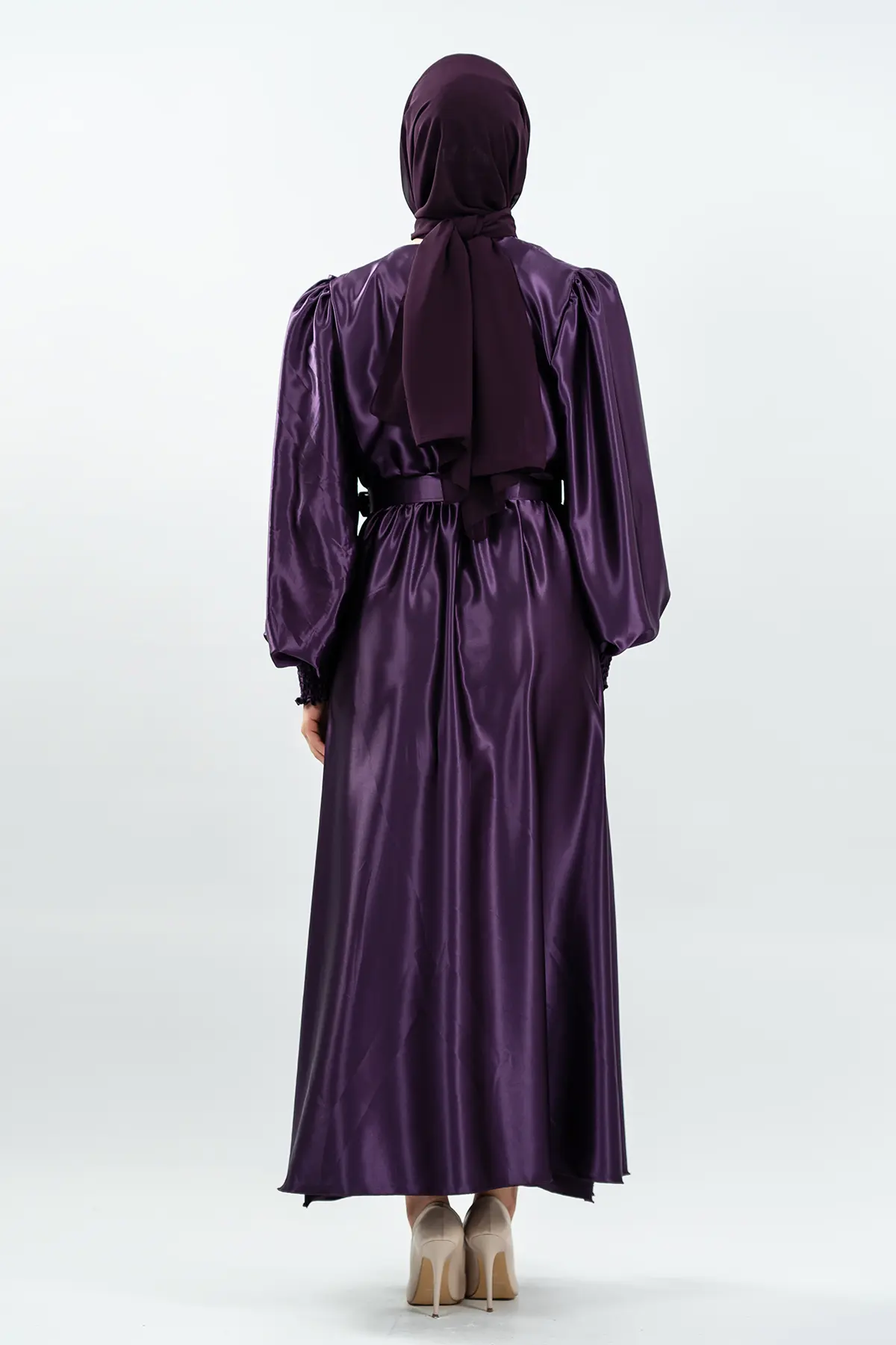 Satin Purple Color Dress-detail