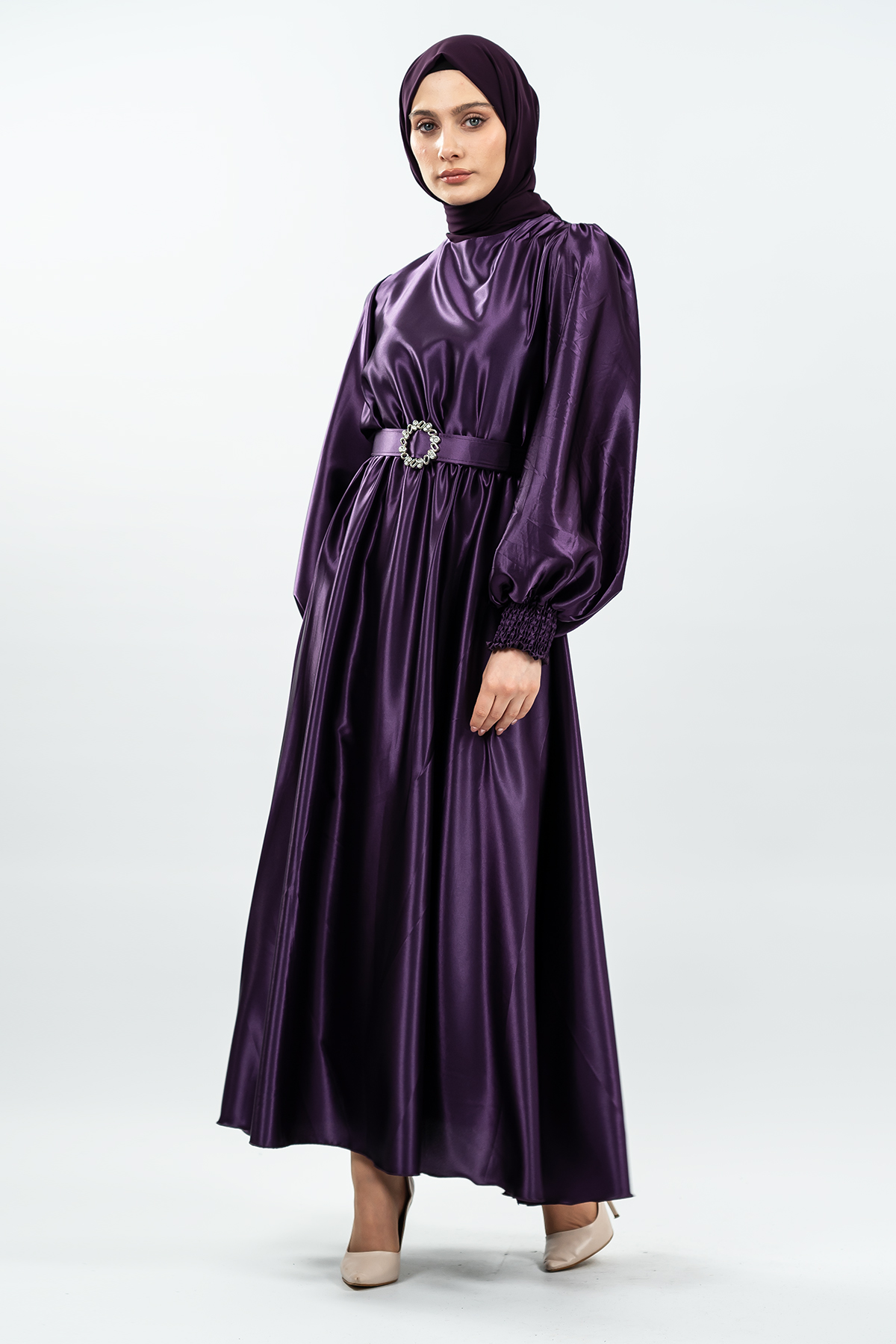 Satin Purple Color Dress
