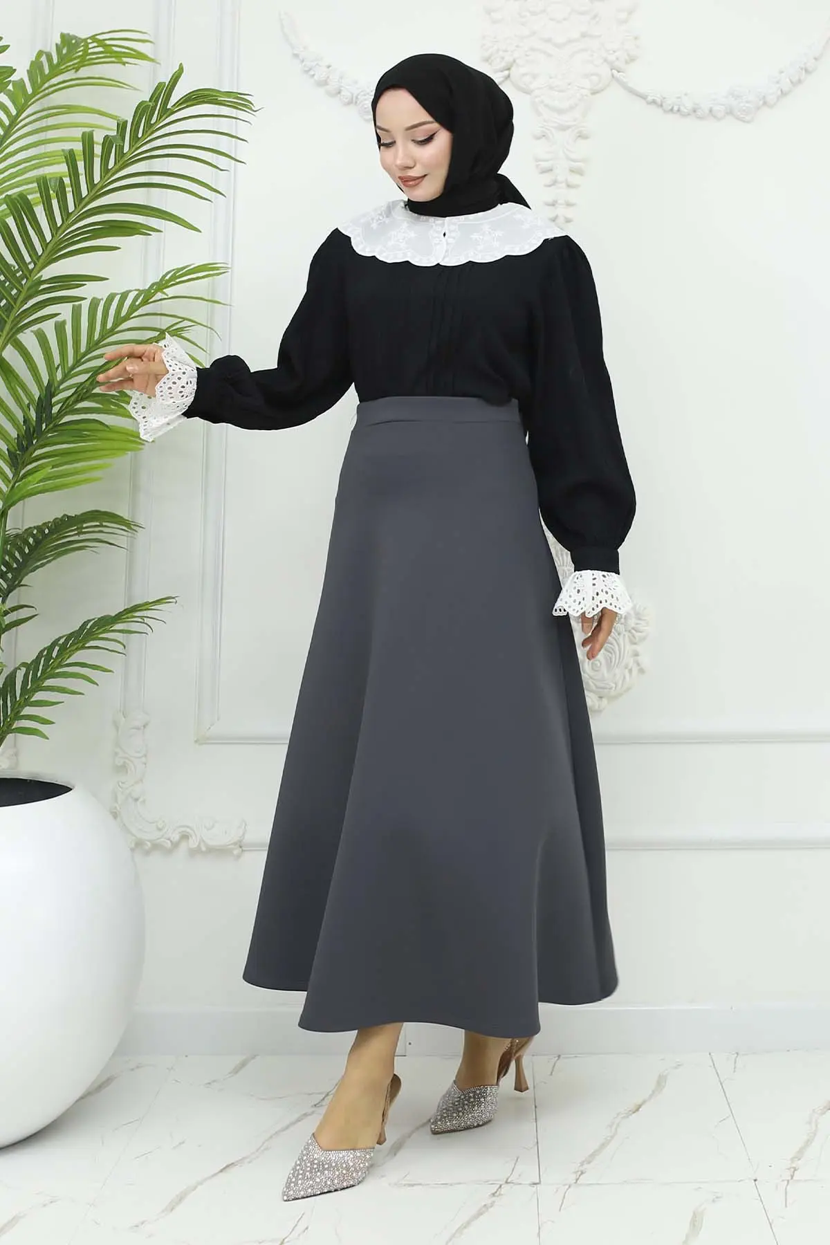 Scuba Flared Skirt-detail