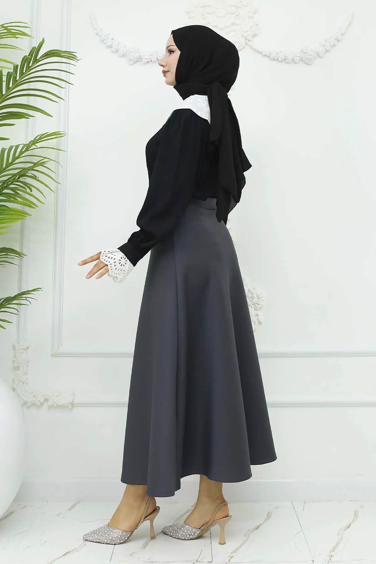 Scuba Flared Skirt-detail