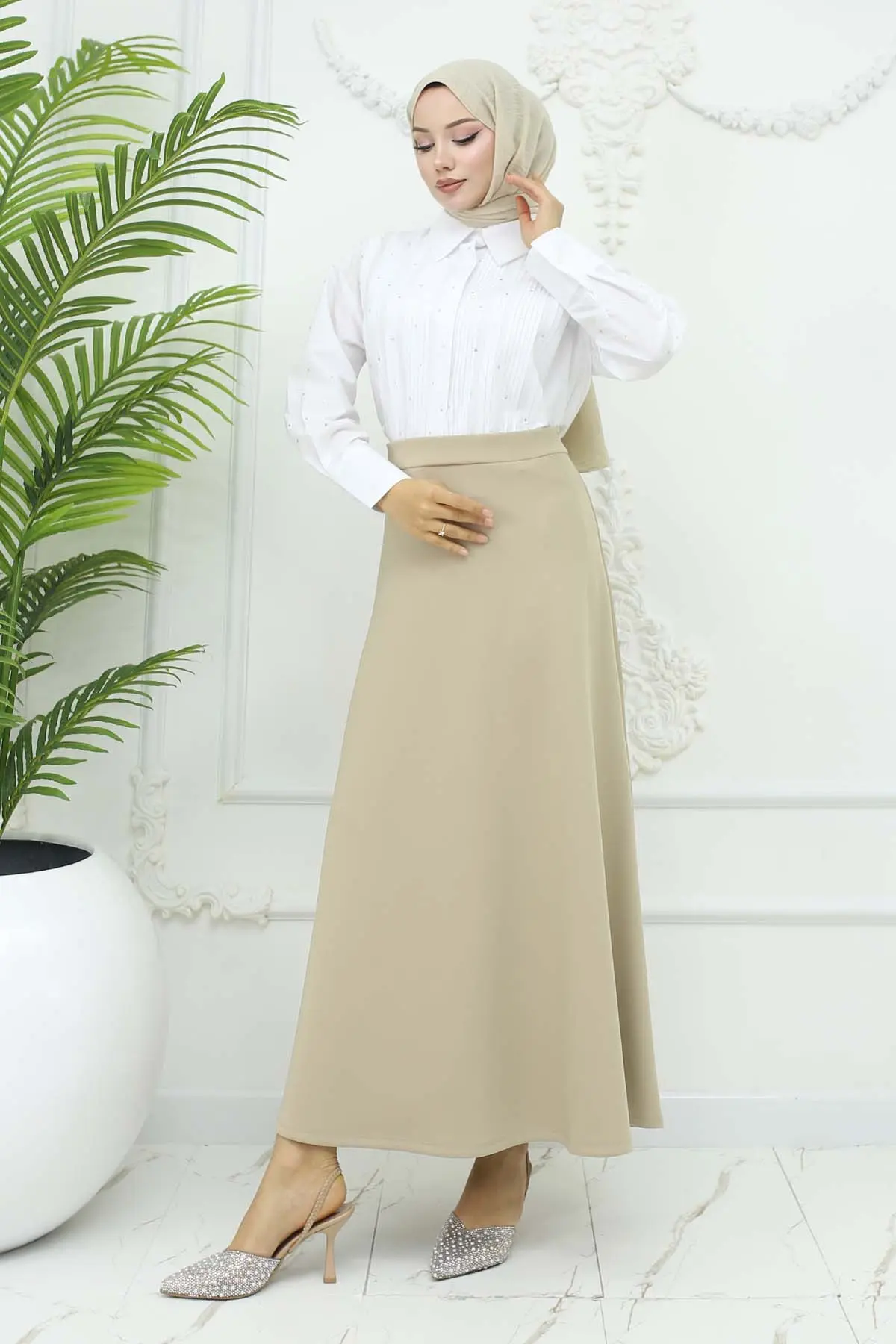 Scuba Flared Skirt-detail