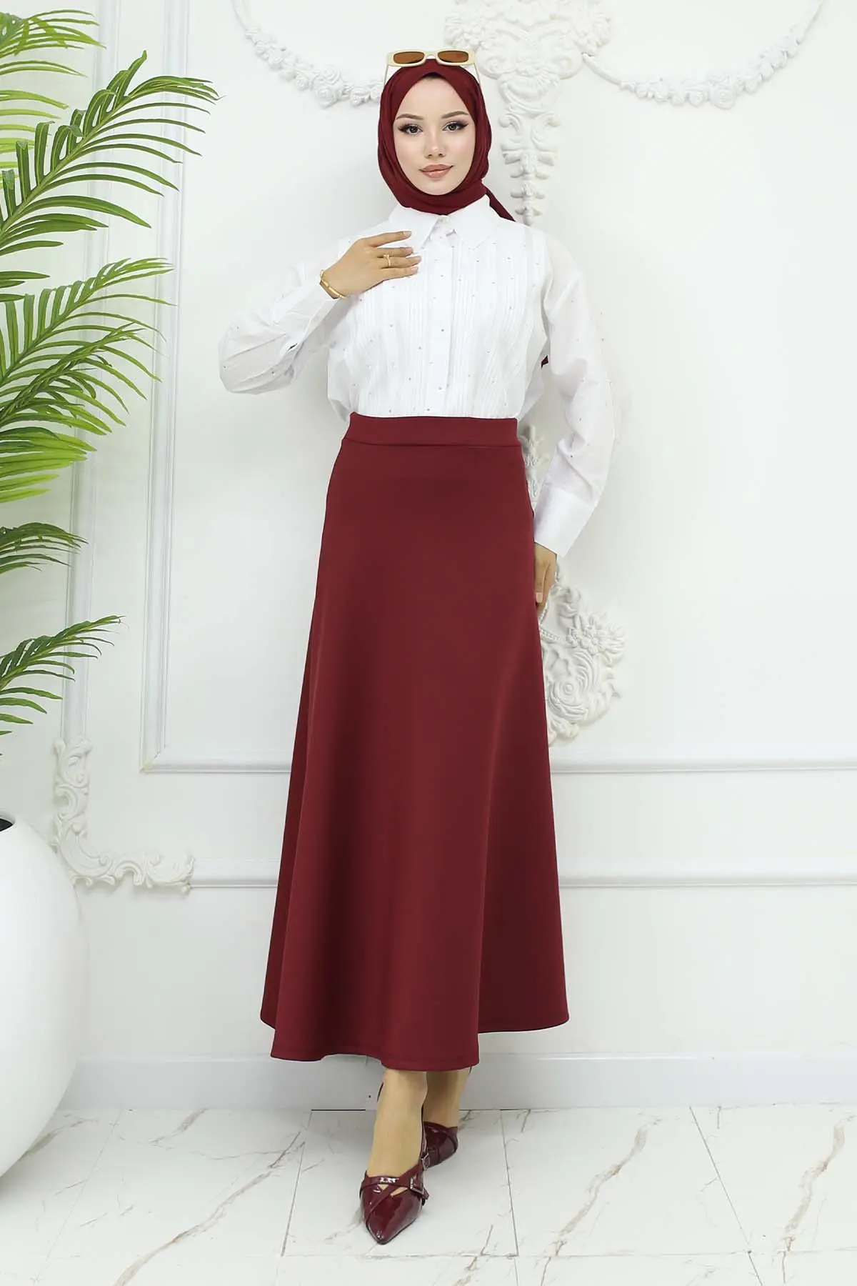 Scuba Flared Skirt-detail