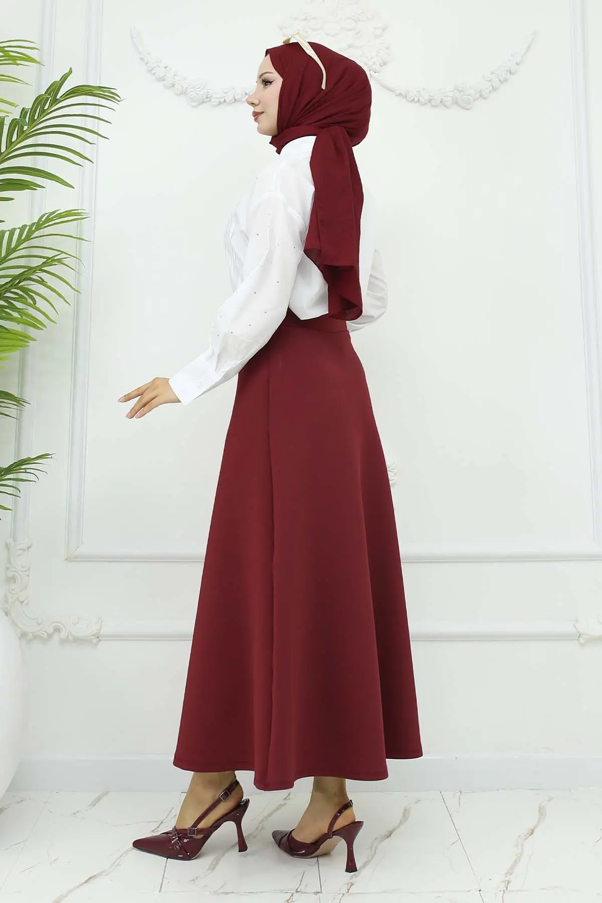 Scuba Flared Skirt-detail