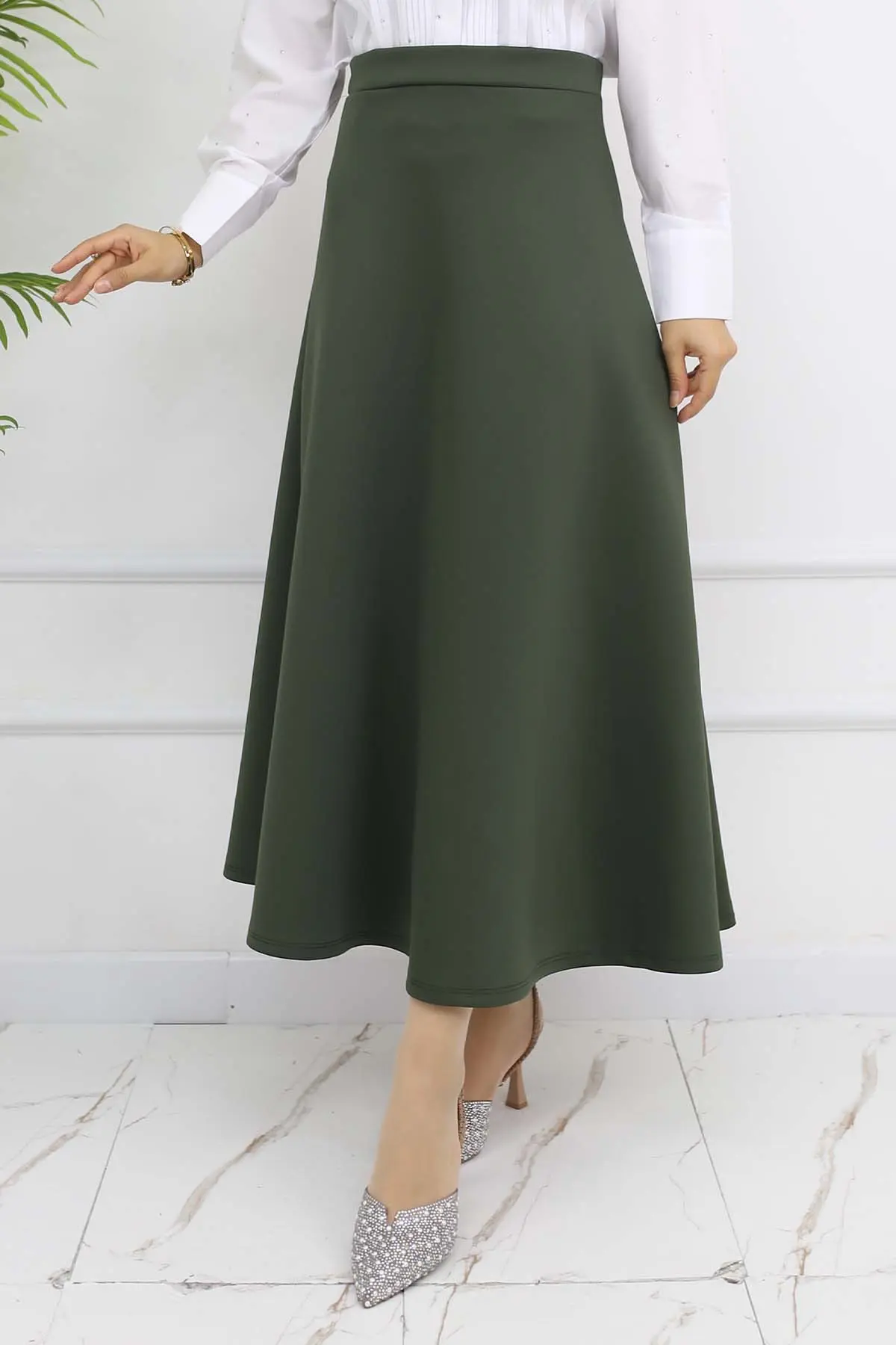 Scuba Flared Skirt-detail