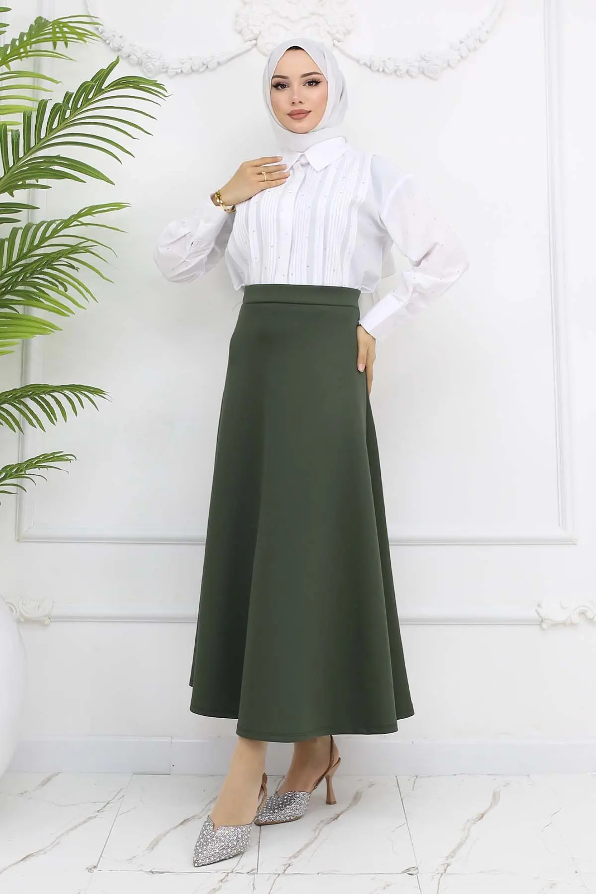 Scuba Flared Skirt-detail