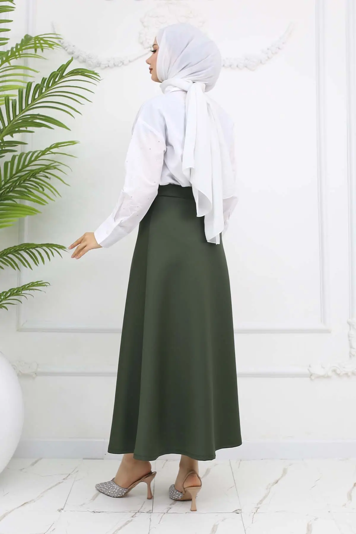 Scuba Flared Skirt-detail