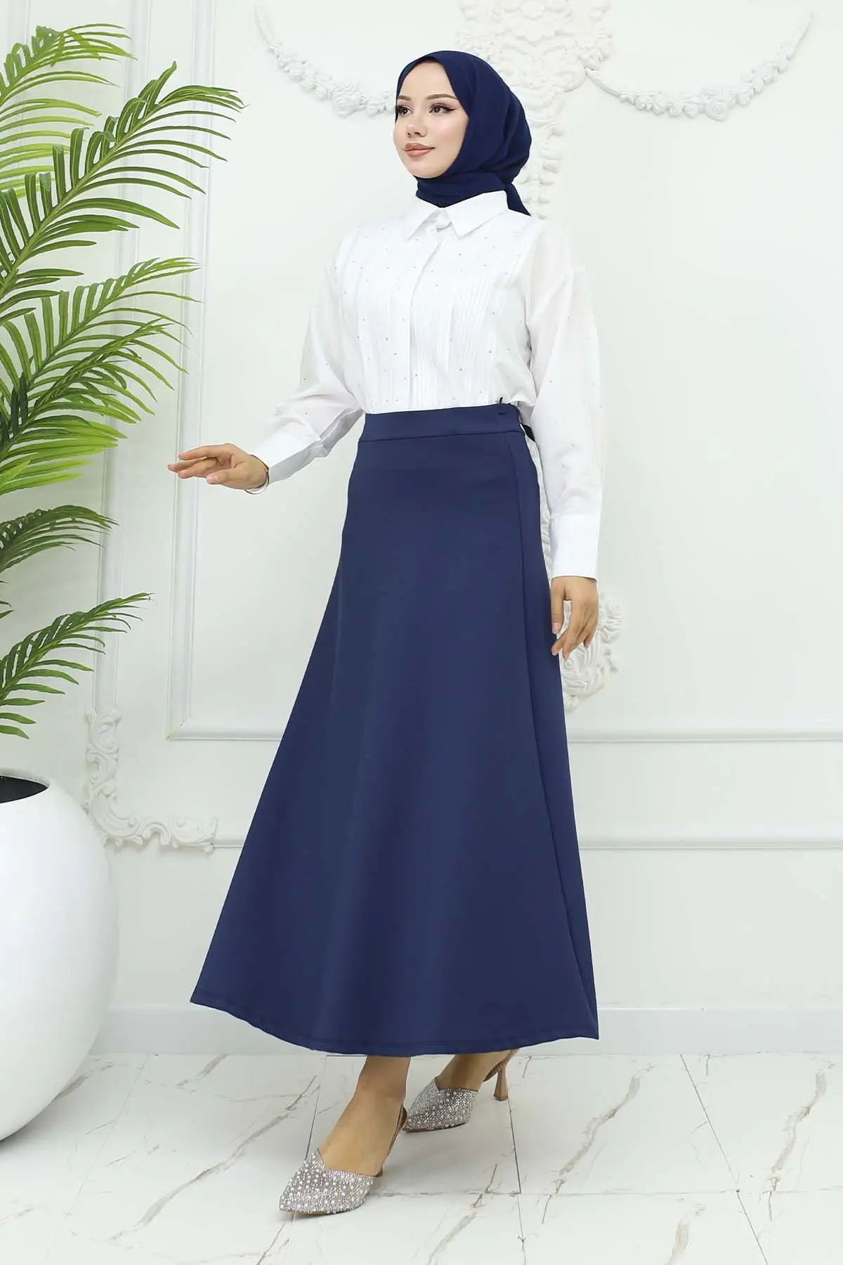 Scuba Flared Skirt-detail