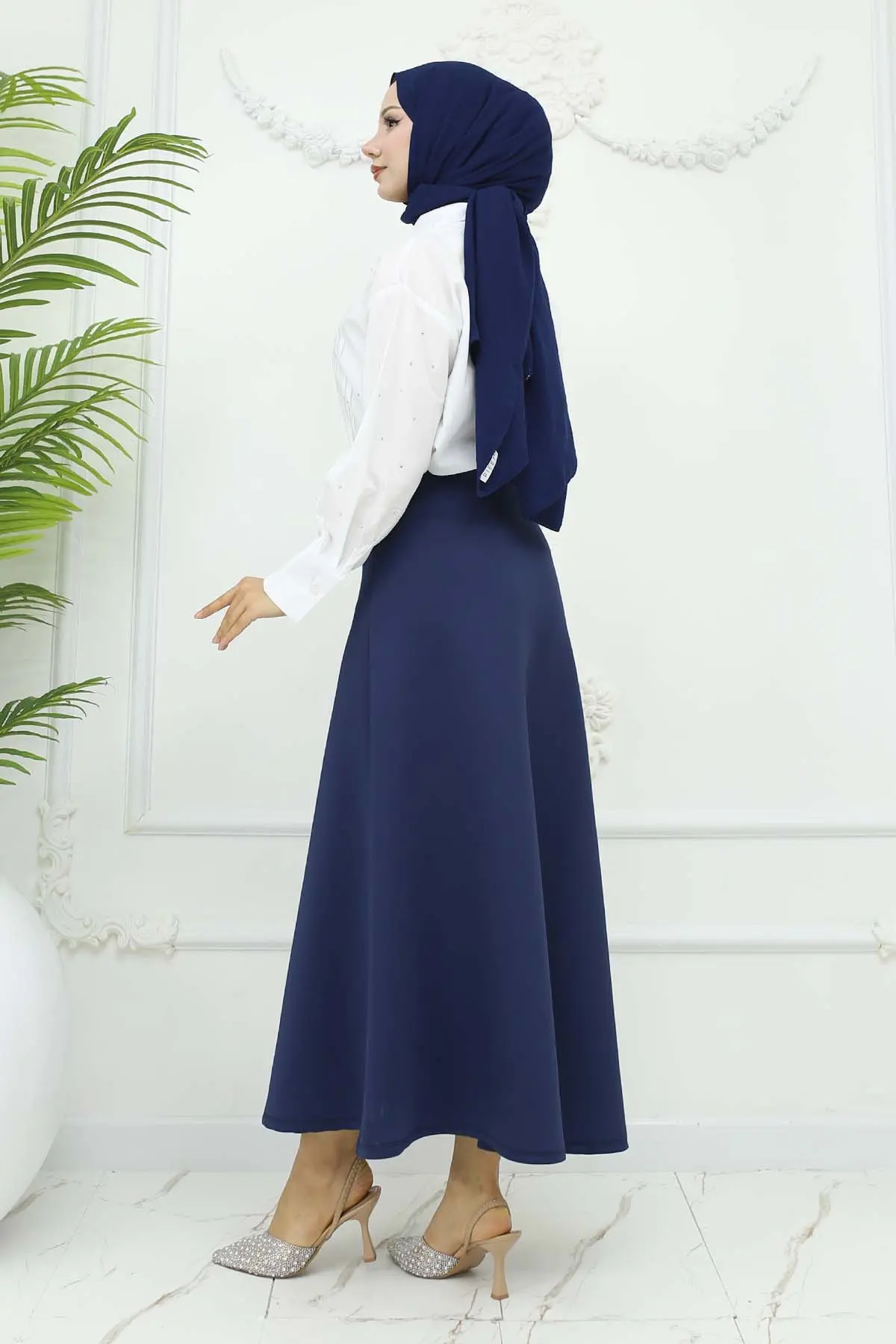 Scuba Flared Skirt-detail