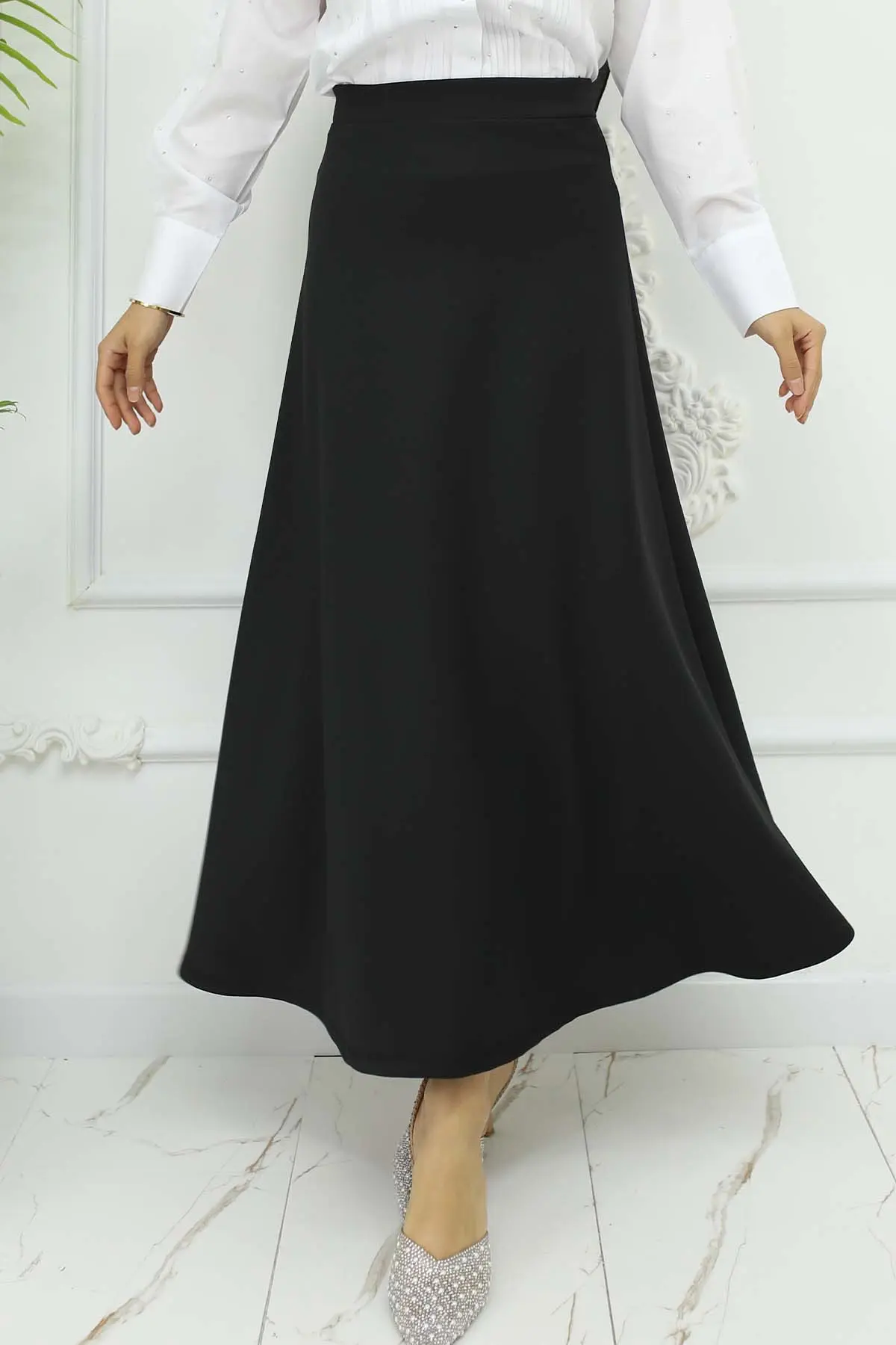 Scuba Flared Skirt-detail