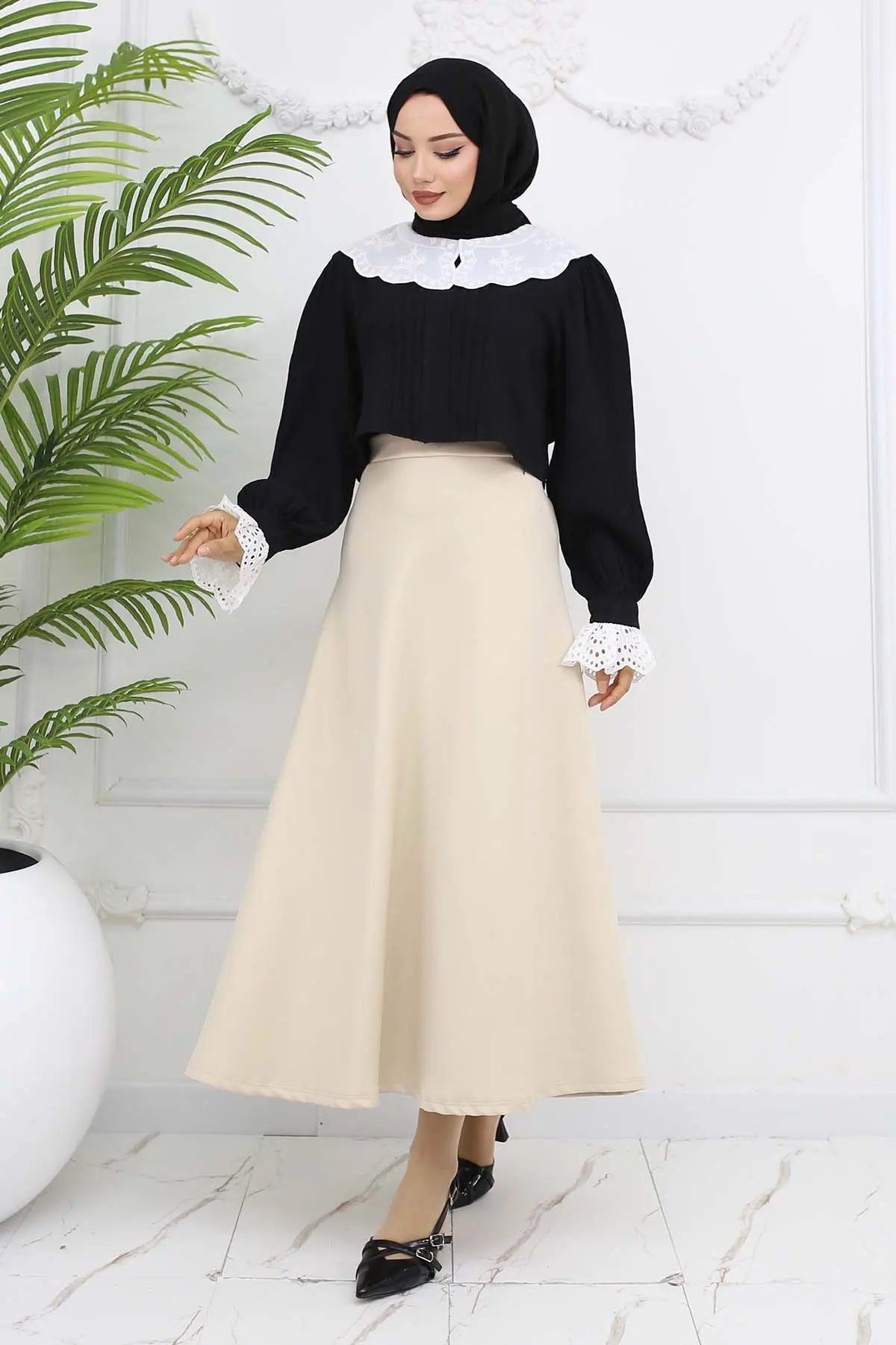 Scuba Flared Skirt-detail