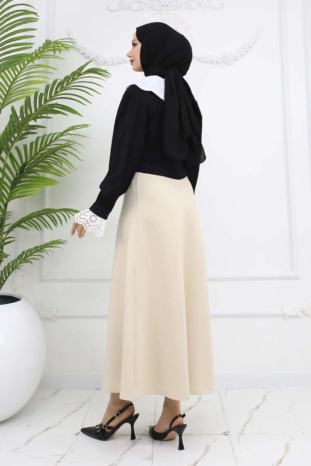 Scuba Flared Skirt-detail