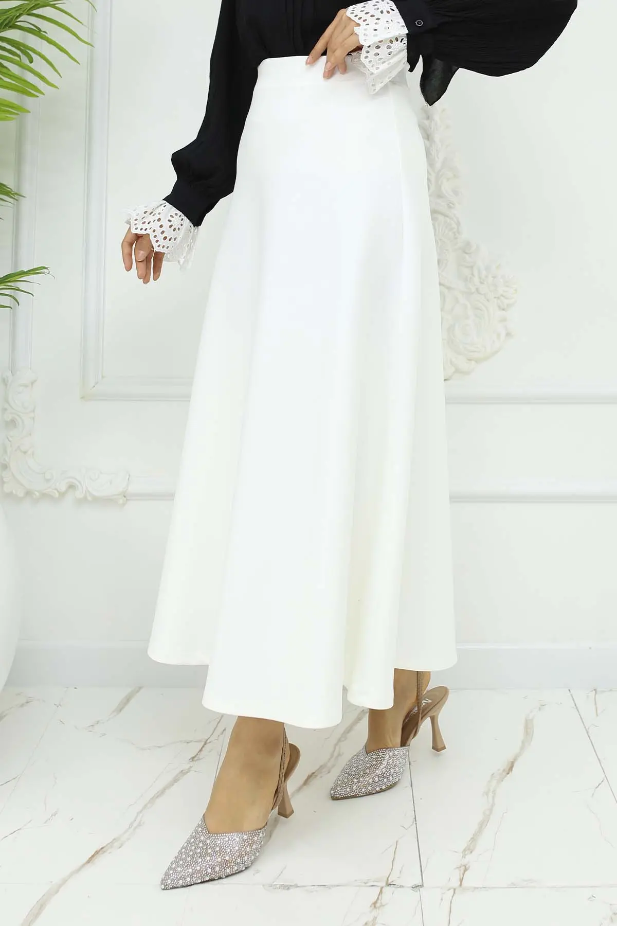 Scuba Flared Skirt-detail