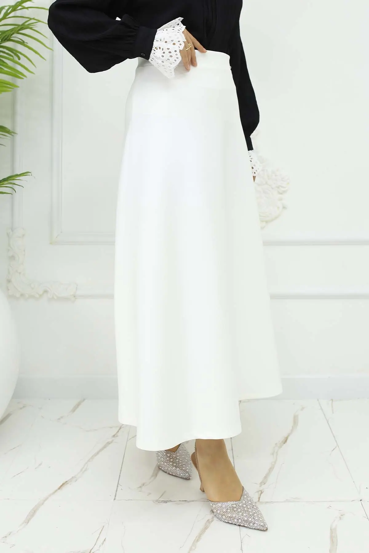 Scuba Flared Skirt-detail