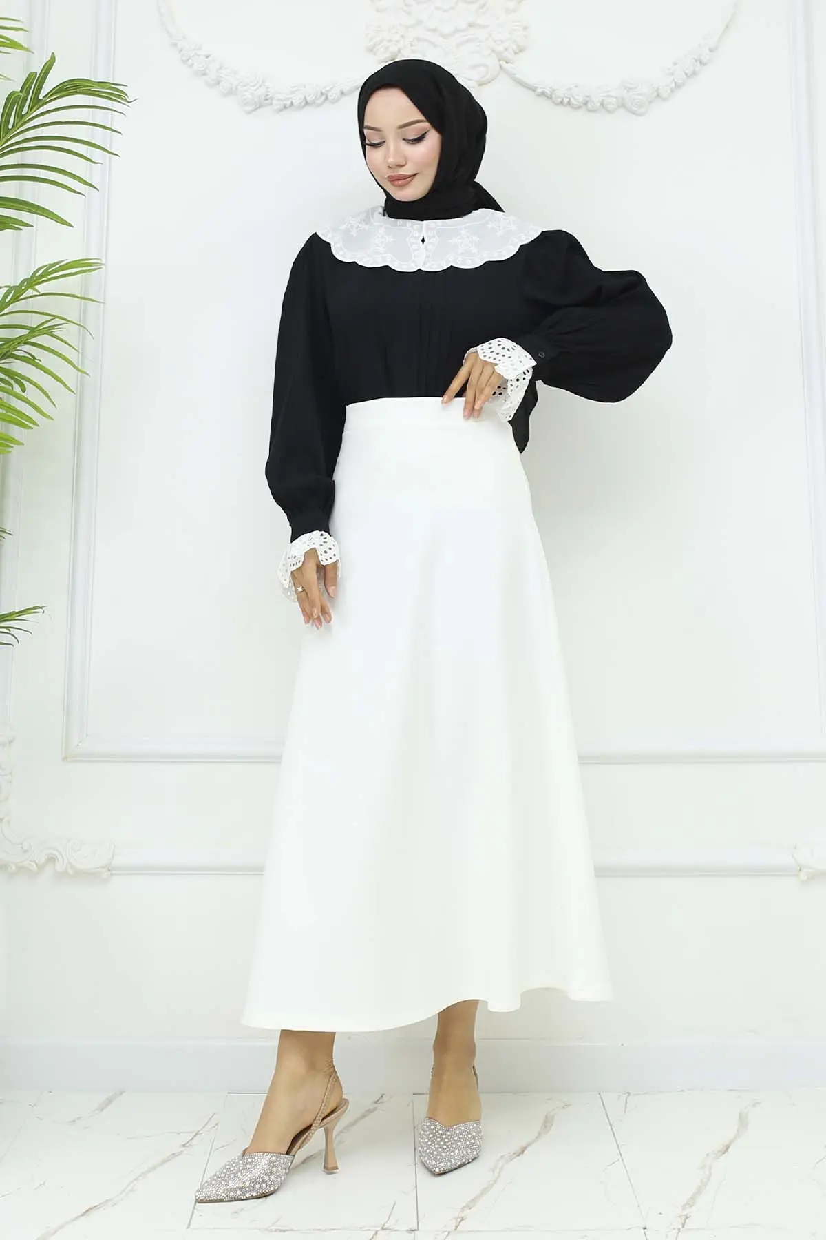 Scuba Flared Skirt-detail