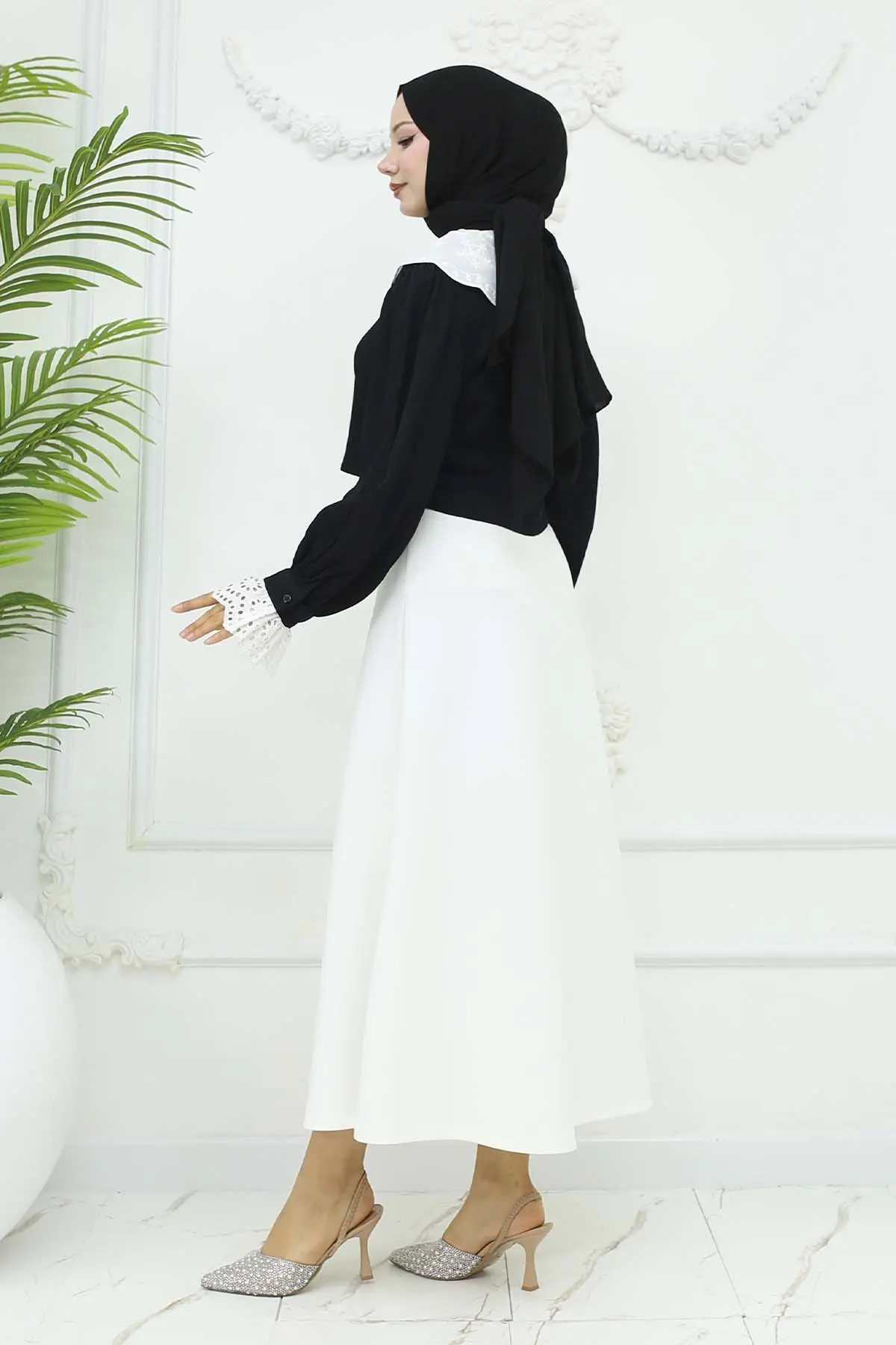 Scuba Flared Skirt-detail