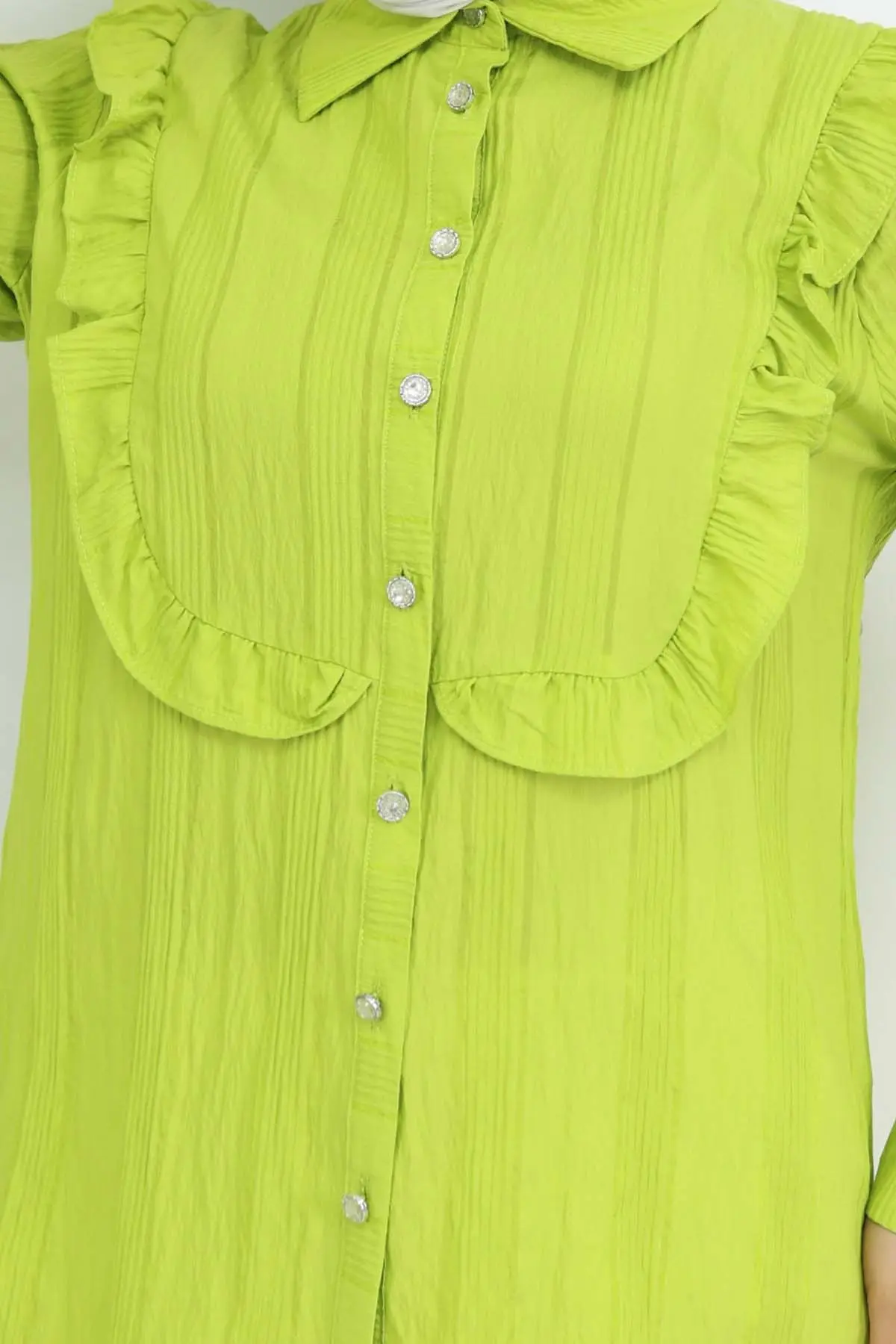 Self-patterned Shirt With Ruffle Detail-detail