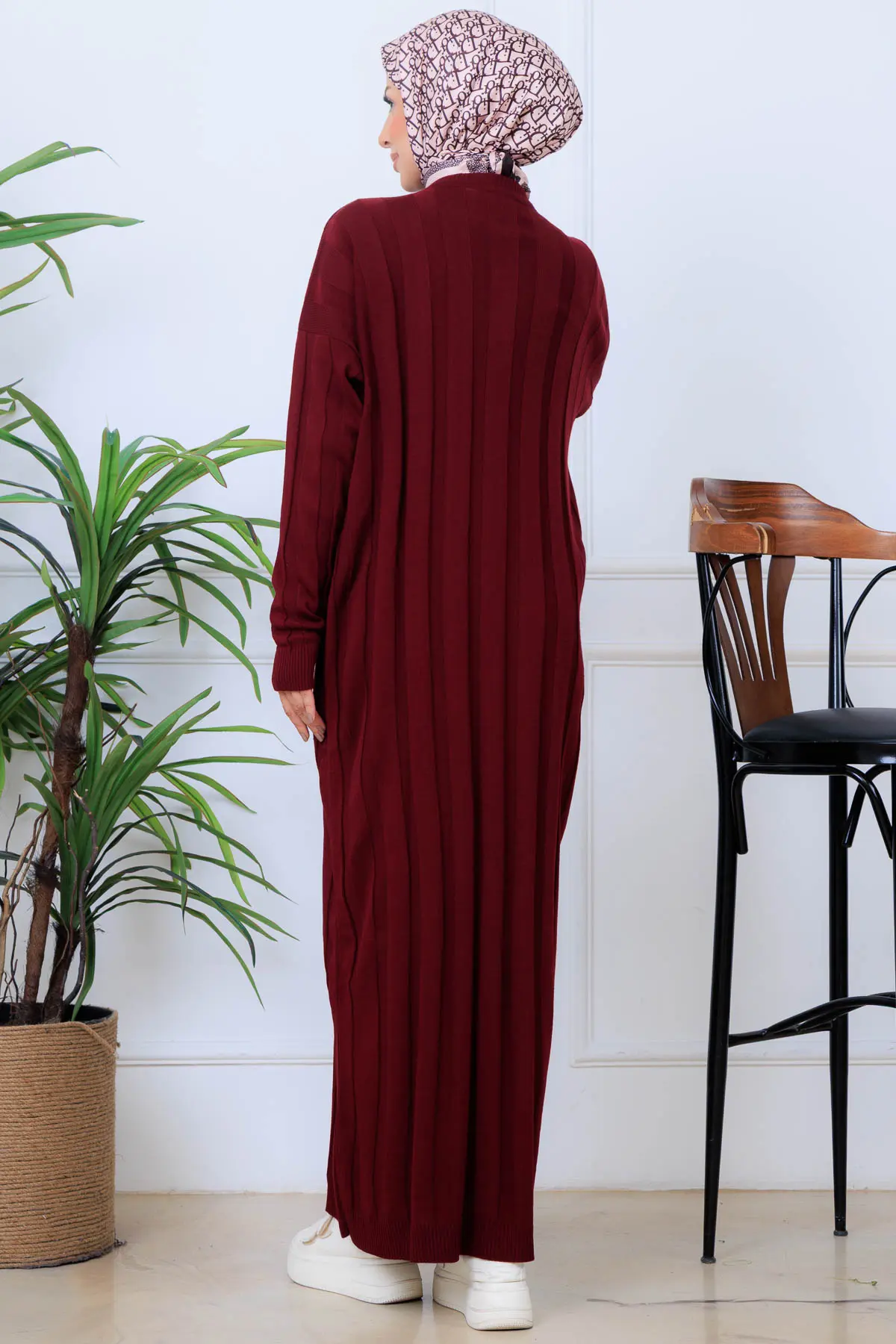 Self-striped Knit Dress-detail