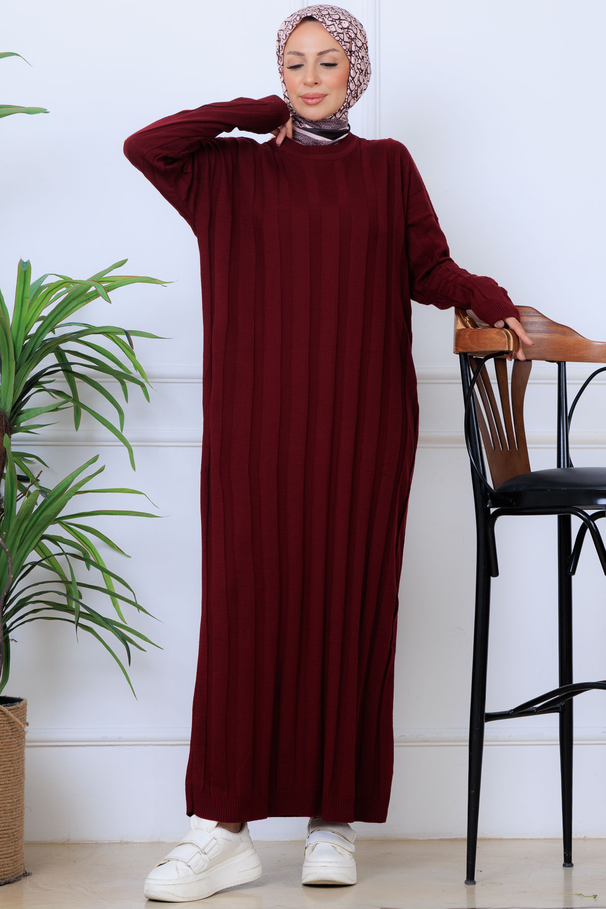 Self-striped Knit Dress