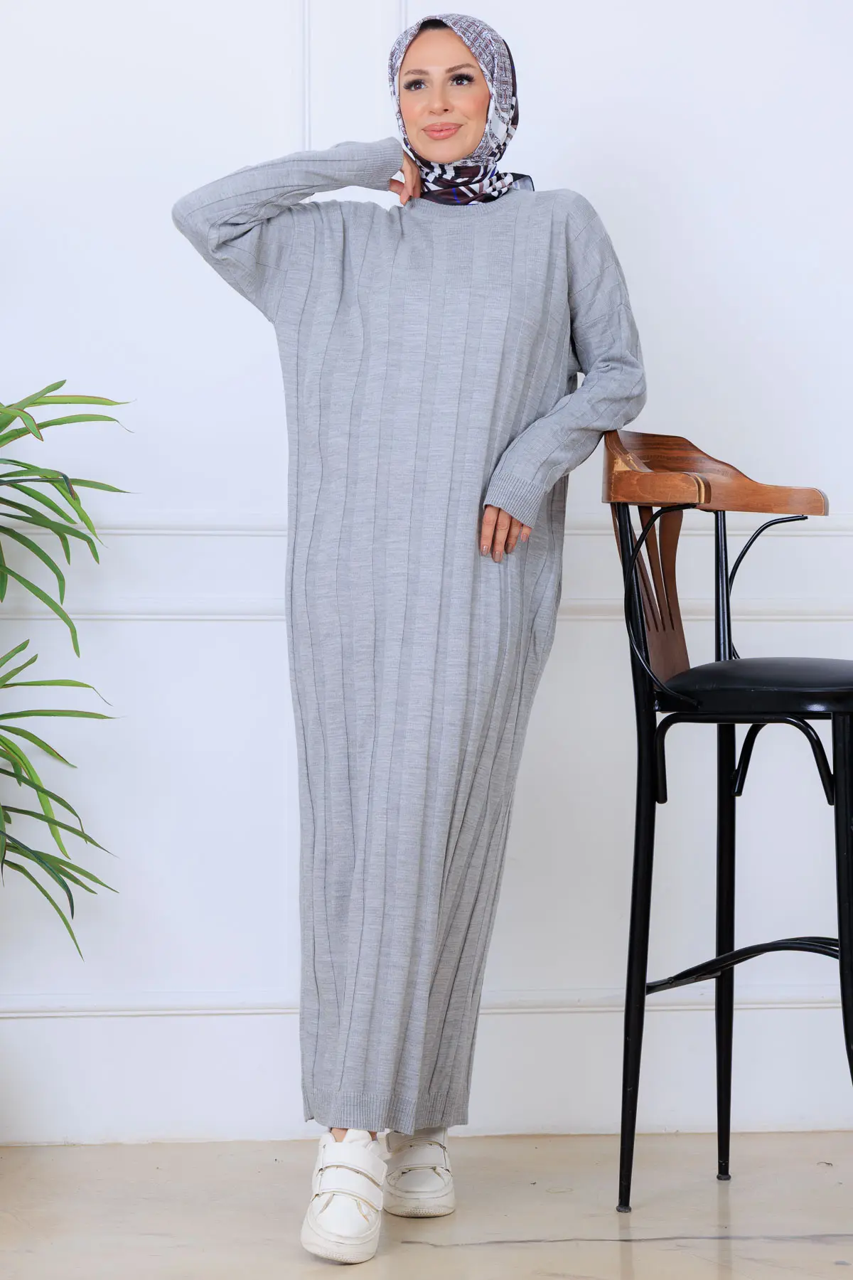 Self-striped Knit Dress