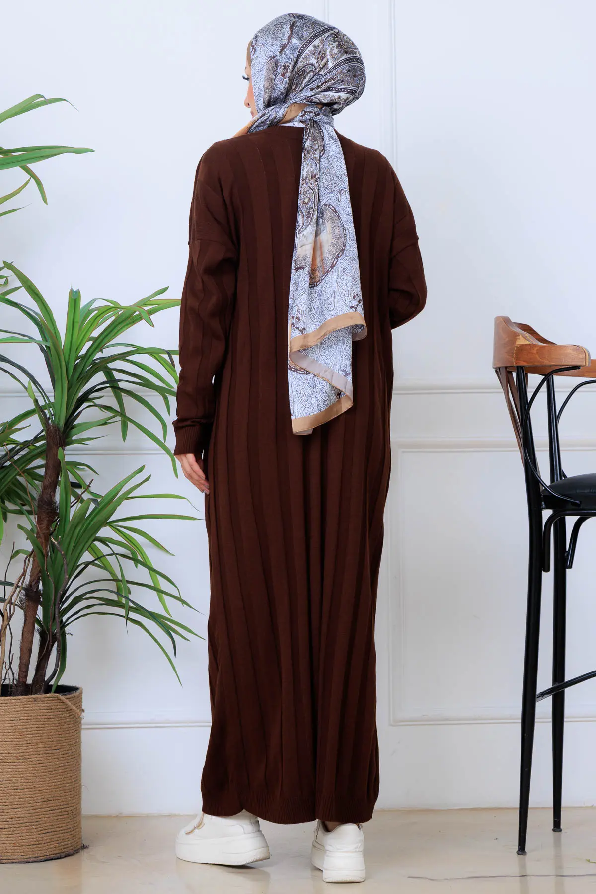 Self-striped Knit Dress-detail