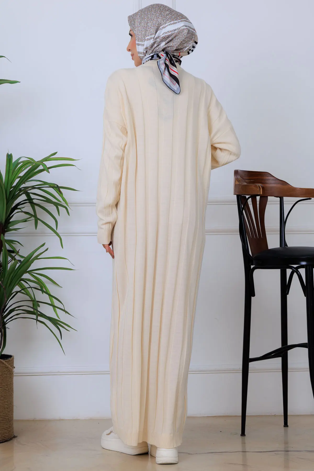 Self-striped Knit Dress-detail