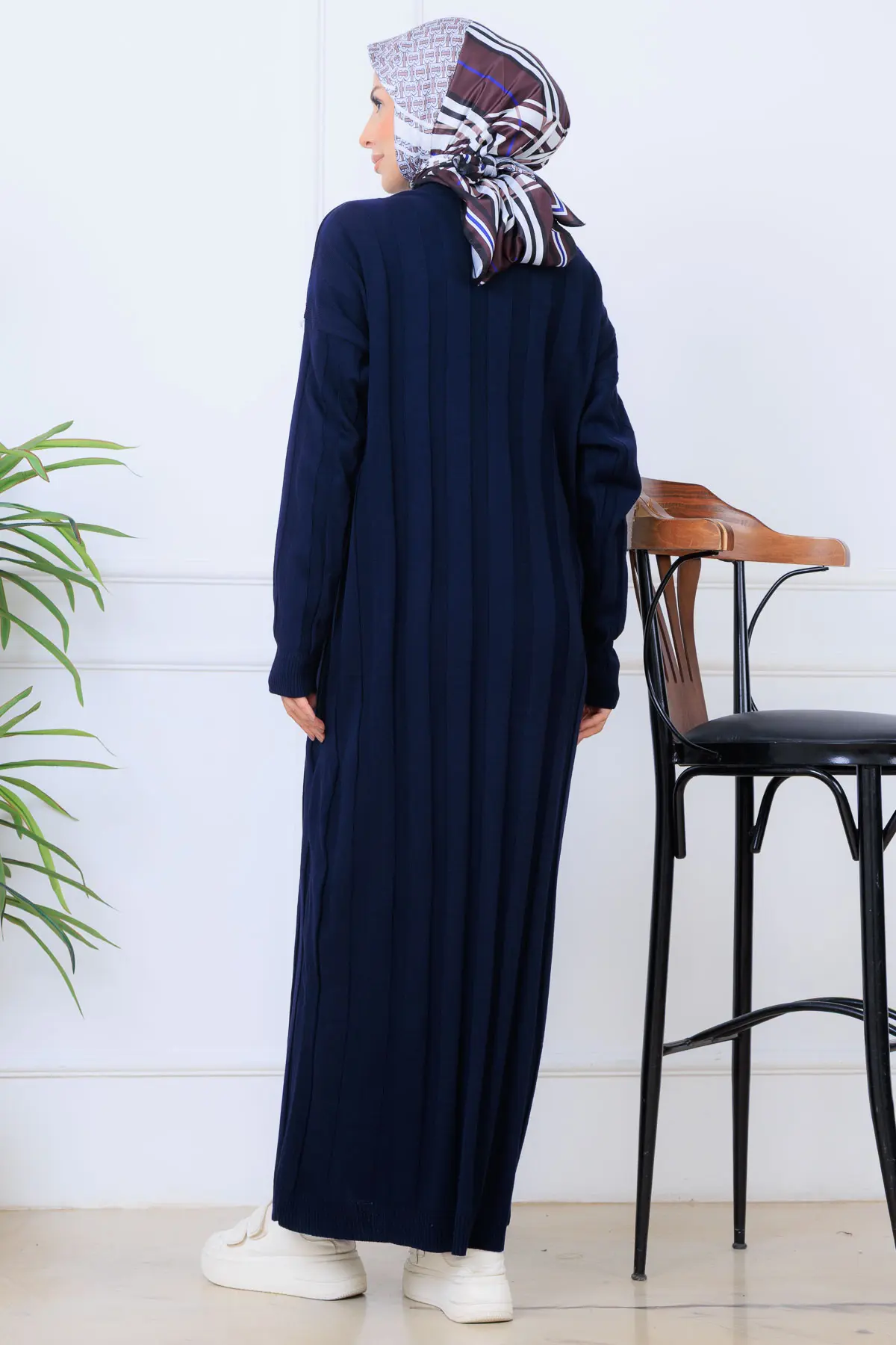 Self-striped Knit Dress-detail