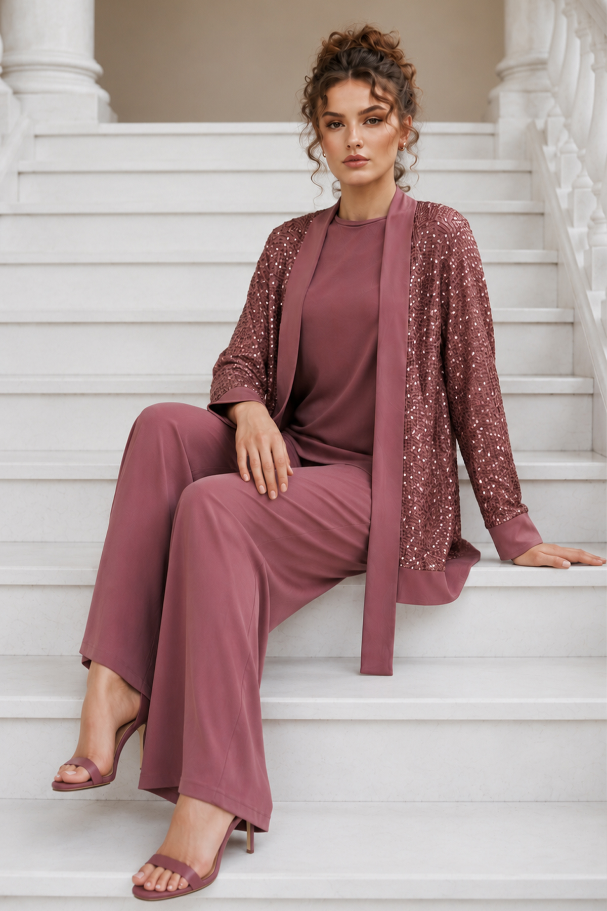 Sequin-embellished Modest Matching Set