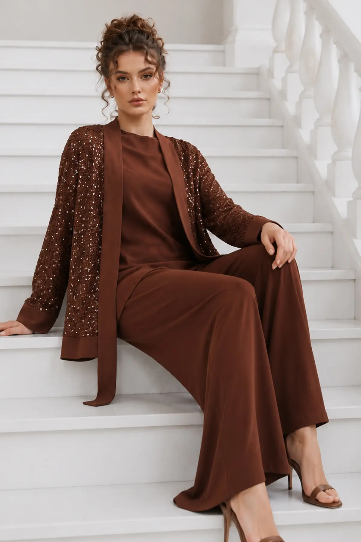 Sequin-embellished Modest Matching Set-detail
