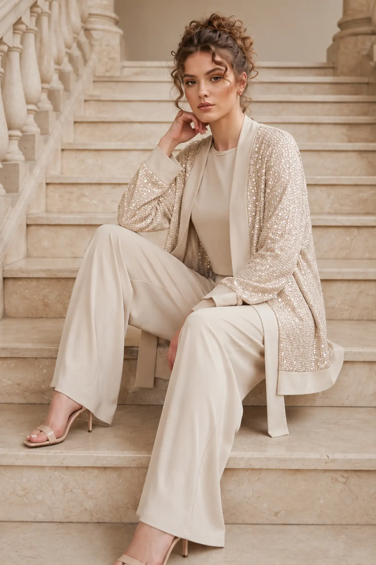 Sequin-embellished Modest Matching Set-detail