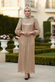Sequined Evening Dress Gold